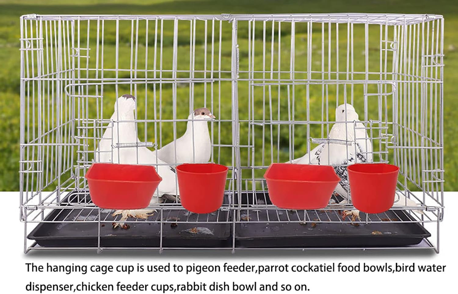 Cage Cups Birds Feeders Seed Bowl, Chicken Feeding Watering Dish, Rabbit Water Food Hanging Wire Cages Box, 8Oz/16Oz Coop Cups for Pet Parrot Parakeet Gamefowl Poultry Pigeon