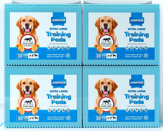 Extra Large Dog Pee Pads, Thicker Design for Super Absorbent and Leak Proof Pads, Disposable Potty Training Pads for Dogs, Puppy Pads XL, 28X34 Inches(120-Count, Blue)