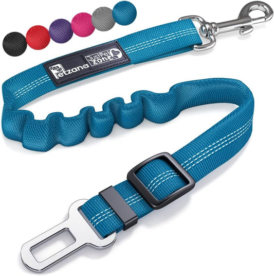 Seat Belt for Dogs with Elastic Bungee Buffer | Car Travel Accessories for Dogs Adjustible, Elastic (Blue)